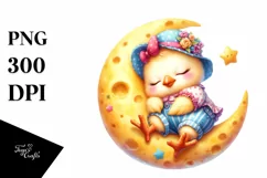Summer Baby Chicken on Moon | Sublimation | Clipart Product Image 4