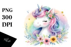 Vibrant Unicorn Watercolor Clipart Product Image 1