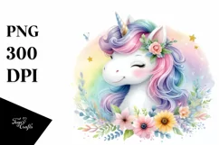 Vibrant Unicorn Watercolor Clipart Product Image 1