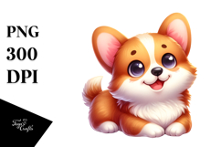 Watercolor Cute Pembroke Welsh Corgi PNG Product Image 1