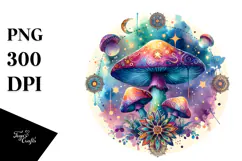 Vibrant Magical Celestial Mushroom Tarot PNG Product Image 1