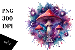 Vibrant Magical Celestial Mushroom Tarot PNG Product Image 1