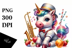 colorful baby unicorn in Swing Dancer's Outfit, Sublimation Product Image 1