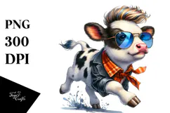 Cute Vibrant Baby Cow PNG Product Image 1
