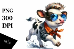 Cute Vibrant Baby Cow PNG Product Image 1