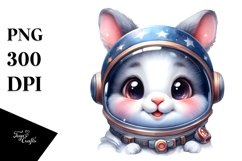 Cute Baby Rabbit with Astronaut Helmet PNG Product Image 1