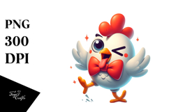 Whimsical Chicken with Bow Tie, Artistic PNG Product Image 1