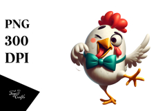 Cute Chicken with Bow Tie, Vector Art Product Image 1