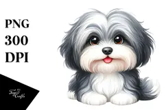 Watercolor Cute Havanese PNG Product Image 1
