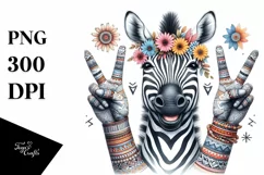 Detailed Zebra Victory Sign Sublimation Clipart Product Image 1