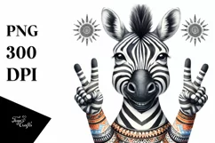 Detailed Zebra Victory Sign Sublimation Clipart Product Image 1