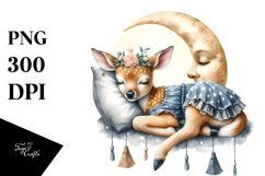 Summer Baby Deer on Moon | Sublimation | Clipart Product Image 1