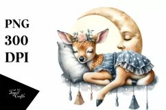 Summer Baby Deer on Moon | Sublimation | Clipart Product Image 4
