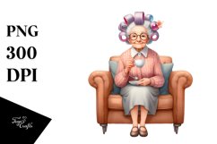 charming old lady hair curlers | Clipart Product Image 3