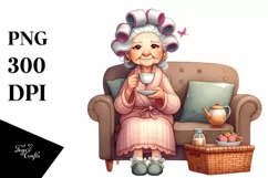 charming old lady hair curlers | Clipart Product Image 1