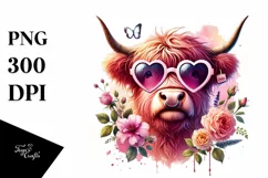Detailed Pink Highland Cow with Large Heart Shaped Product Image 1