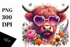 Detailed Pink Highland Cow with Large Heart Shaped Product Image 1