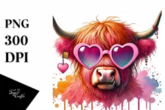 Detailed Pink Highland Cow with Large Heart Shaped Product Image 1