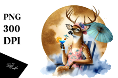 Happy Deer in Beachwear Drinking Cocktail Product Image 1