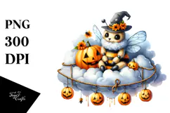 Bee Dressed for Halloween, Watercolor PNG Product Image 1