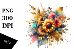 Colorfull Bouquet with Sunflower and Splash | Clipart Product Image 1