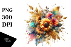 Colorfull Bouquet with Sunflower and Splash | Clipart Product Image 1