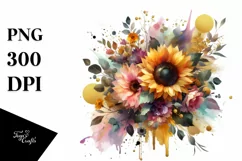 Colorfull Bouquet with Sunflower and Splash | Clipart Product Image 1