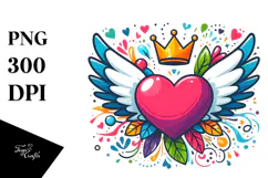 Paintbrush Style Heart with Wings PNG Product Image 1