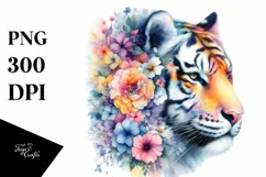 Tiger Flowers Watercolor Clipart Product Image 3