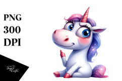 Expressive Unicorn with Big Eyes PNG Product Image 1