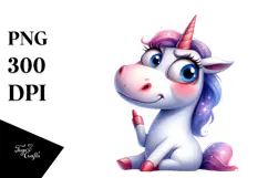 Expressive Unicorn with Big Eyes PNG Product Image 1