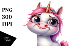Expressive Unicorn with Big Eyes PNG Product Image 1