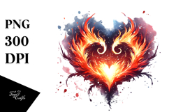 Fire Heart Watercolor PNG Product Image 1