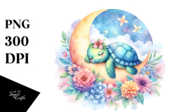 Baby Turtle with Flowers | Sublimation | Clipart Product Image 1