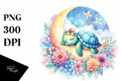 Baby Turtle with Flowers | Sublimation | Clipart Product Image 1