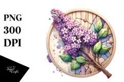 Wooden Stained Lilac Watercolor Sublimation Clipart Product Image 3