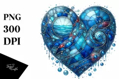 Blue Stained Heart, Watercolor PNG Product Image 1