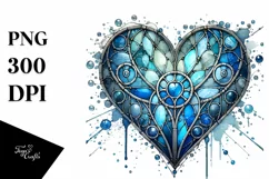 Watercolor Blue Stained Heart PNG Product Image 1