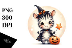 Cute Retro Halloween Zebra PNG Product Image 1