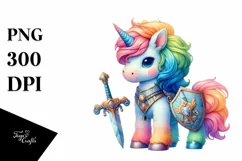 Pastel Baby Unicorn Shield and Sword PNG Product Image 1