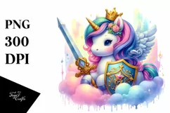 Pastel Baby Unicorn Shield and Sword PNG Product Image 3