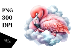 Baby Flamingo Sleeping on Cloud Sublimation Clipart Product Image 1