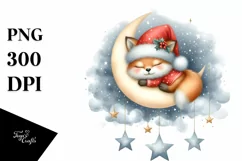 Baby Fox Christmas Moon Stars | Sublimation | Clipart Product Image 4