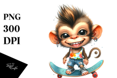 Cute Baby Monkey Punk PNG Product Image 1