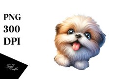 Crazy Furr Shih Tzu Watercolor | Sublimation | Clipart Product Image 3