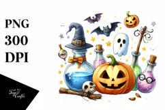 Funny Halloween Magic Potion in Watercolor | Clipart | Product Image 1