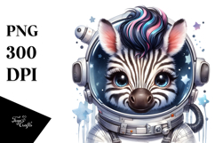 Cute Baby Zebra with Astronaut Helmet PNG Product Image 1