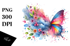 Colorful Butterfly with Splashes, PNG Product Image 1