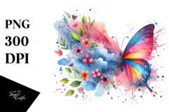 Colorful Butterfly with Splashes, PNG Product Image 1