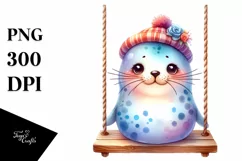 Colorful Watercolor Cute Seal Swing | Sublimation | Clipart Product Image 3